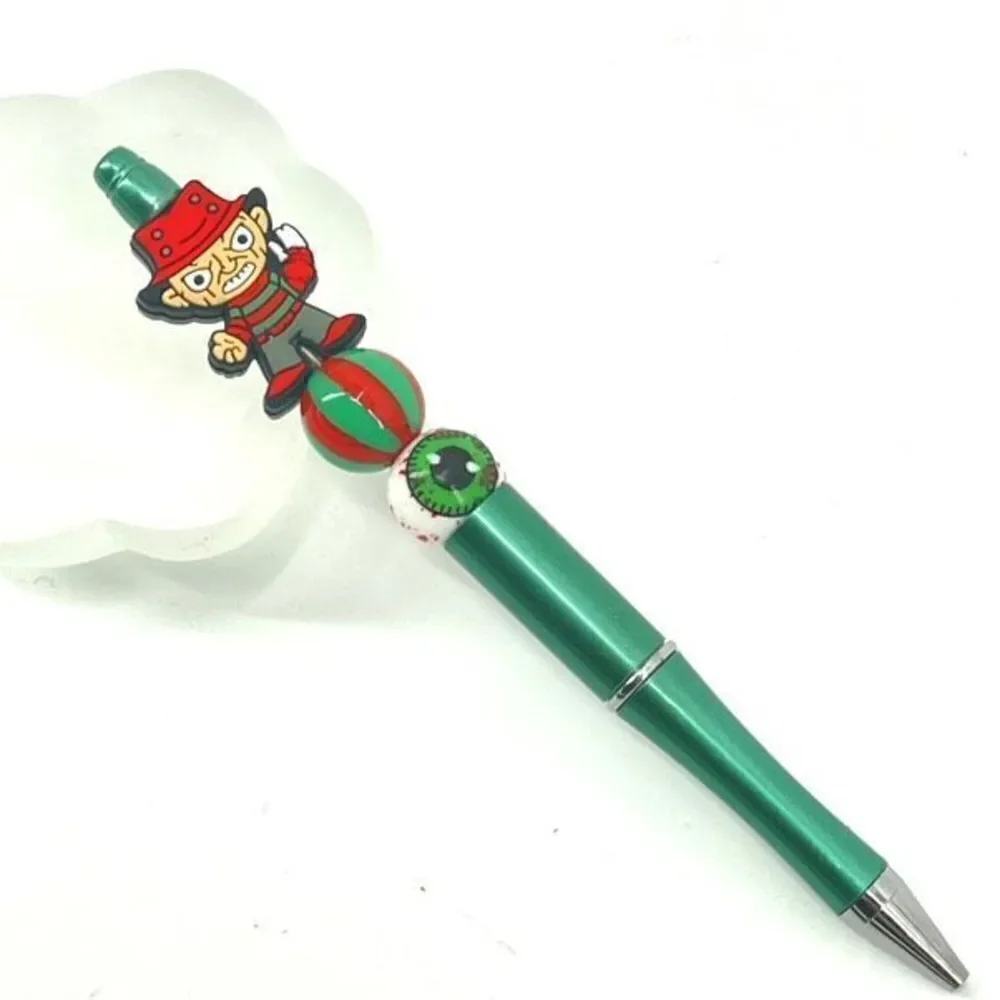 Freddie Freddy handmade pen NEW beads red white green striped stripes bloody eye